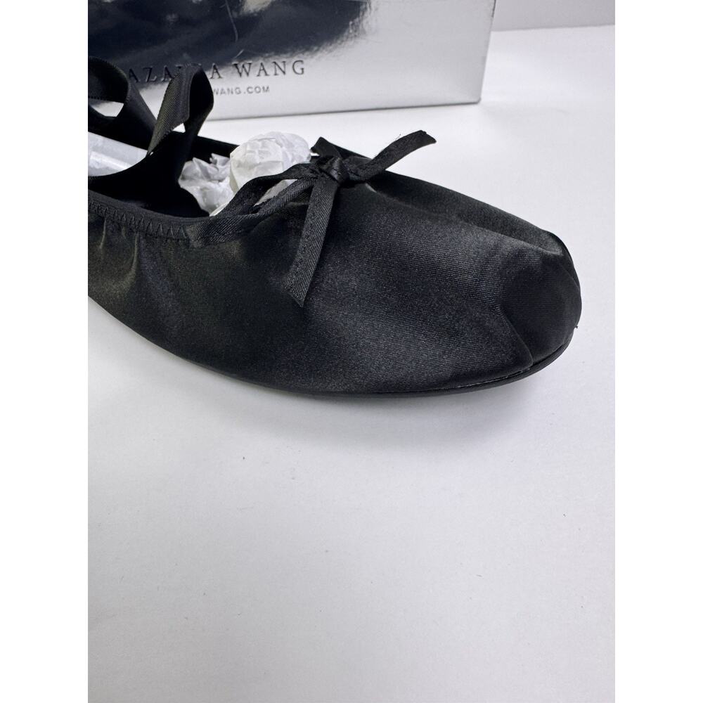Azalea Wang Black Satin Ballet Flats Ballerina Slippers Bow Women’s Size 10 NIB - Picture 2 of 9